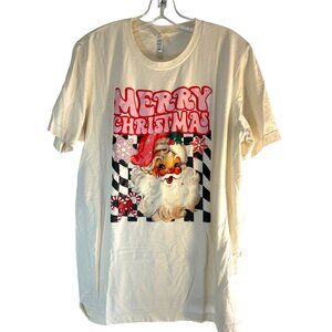 Bella-Canvas Womens Graphic Tee Christmas Cream Multi Size L